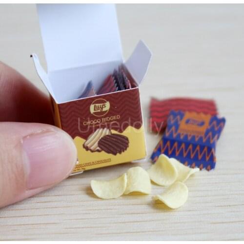 1 Set Dollhouse Miniature Potato Chips Box Bottle Pretend Play Mini Food for Blyth, Barbies Doll Kitchen Toy Accessories