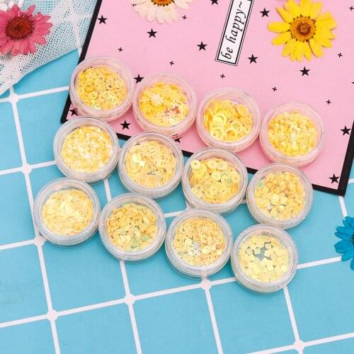 1box/lot Golden Epoxy Silicone Mold Filling Sequins Mixed Multiple shapes Sequins Paillettes For Nails Art Manicure wedding