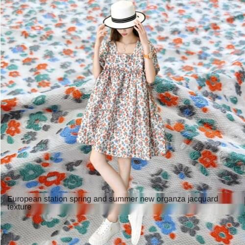 140*50cm 2020 spring and summer new small floral organza cut flower fabric puffy skirt dress jacquard custom diy fabric