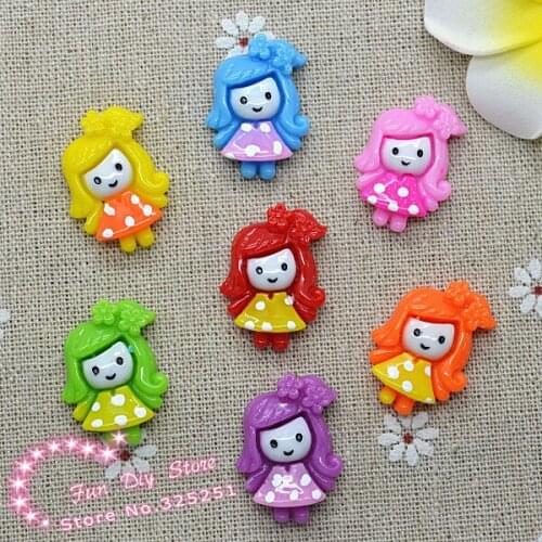 15*21mm 20PCS Mixed Color Cute baby girl resin flat back cabochon for ornament