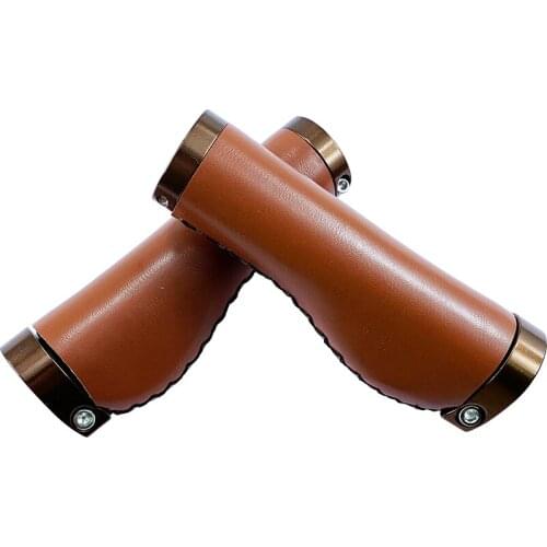 2pcs/1 Pair Mountain Road Cycling Bike Bicycle MTB Handlebar Cover Retro PU Grips Anti-slip Handle Grip Double Lock Bar End
