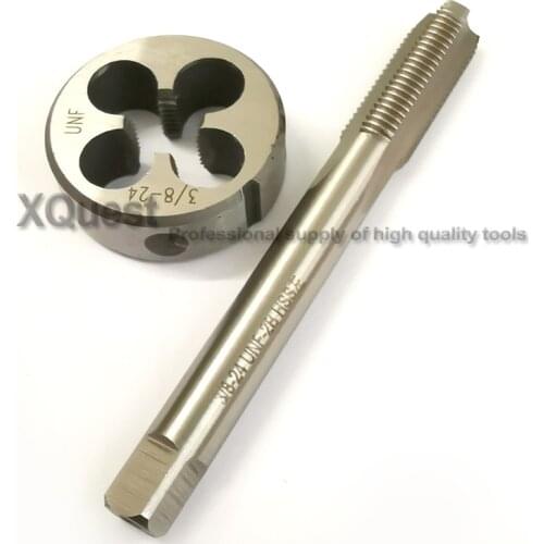 2pcs Unified Left Hand tap and die set UNC3/8 3/8 UNC3/8-16 UNC LH Fine screw thread taps round dies UNF3/8 UNF 3/8-24