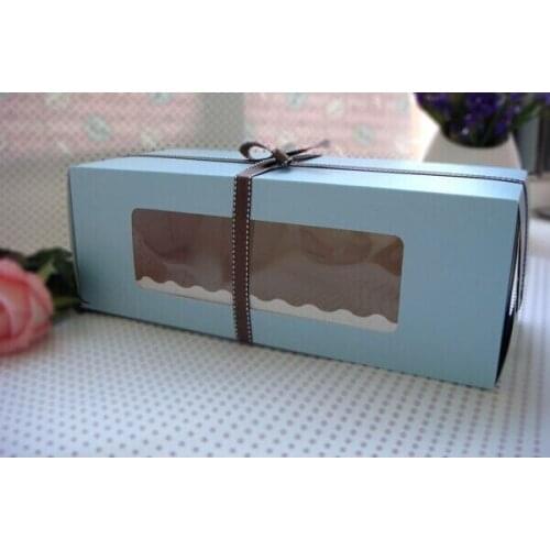 27*11*9cm cake packaging box, blue box white holder dessert box decoration Free shipping 100pcs/lot