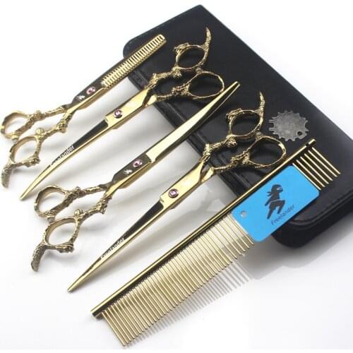 3PCS/Set 7" Pet Scissors Dog Grooming Scissors Set Hair Cutting Tools Kit Straight Curved Thinning Shears For Dogs Droshipping