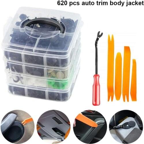 620 Pcs Car Bumper Retainer Clips Plastic Rivets Fasteners Kit Door Trim Panel Fender Clips Car Replace Accessories