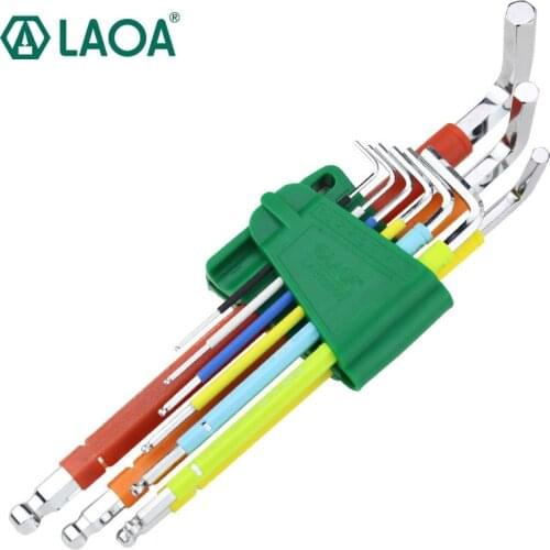 LAOA 9PCS Inner Hex Wrench Set Colorful Ball-head Torx-head Hexagonal Combination Screwdriver