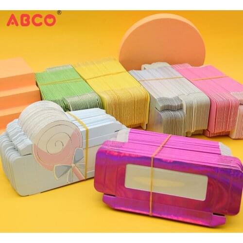 ABCO 20/50/100 pcs Eyelash Packaging Box Wholesale Lashes Boxes Empty Eyelash Package Boxes Case 8-25mm Lashes Rectangle Box