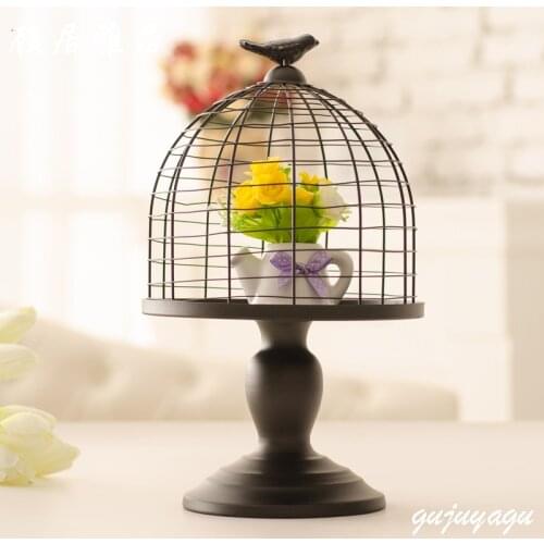 American country European retro Candlestick Candlestick Iron wire cage creative home decoration model room Decoration