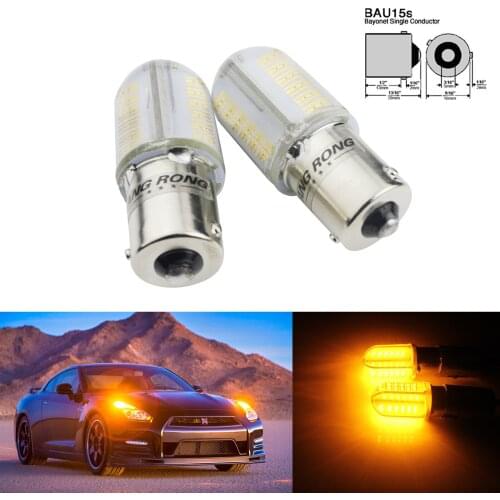 ANGRONG 2x 581 PY21W BAU15s RY10W S25 COB 8 LED Sidelight Signal Indicator Light Amber