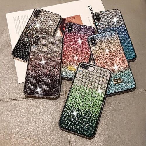 Glitter Crystal Phone Case for IPhone 12Pro 11 12 Pro XS Max Shiny Back Cover for IPhone 7 8 Plus X XR Coque Bling Diamond Funda