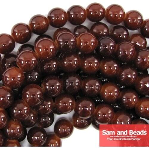 10mm Coffee Round Glass Loose Beads for Jewelry Making Approx 80pcs Beads Per Strand Free Shipping