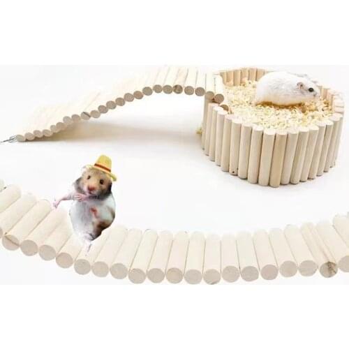 Hamster Bridge Wooden Hiding Bridge Small Animal Climbing Toys Suspension Bridge Ladder For Guinea Pig Gerbils Mice Rats