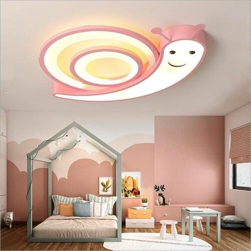 Childrens lights warm bedroom room lights creative cartoon snail color ceiling lamps decorated led