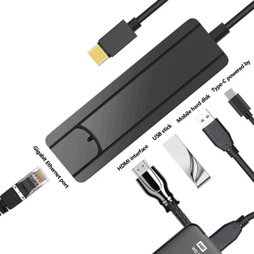 USB Type C Hub Adapter Dock with 4K HDMI-Compatible PD RJ45 Ethernet Lan USB for MacBook Type-C Hub to HDTV USB RJ45 Adapter