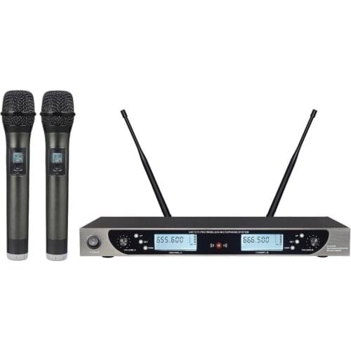 Dual wireless microphone system UHF Wireless Karaoke Microphone Microfono System