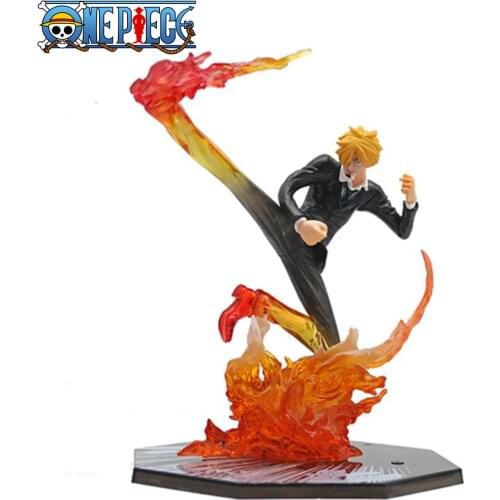 One Piece Action Figures Sanji Fire Foot Model Toy 160mm PVC Toys One Piece Anime Sanji Japanese Anime Figure