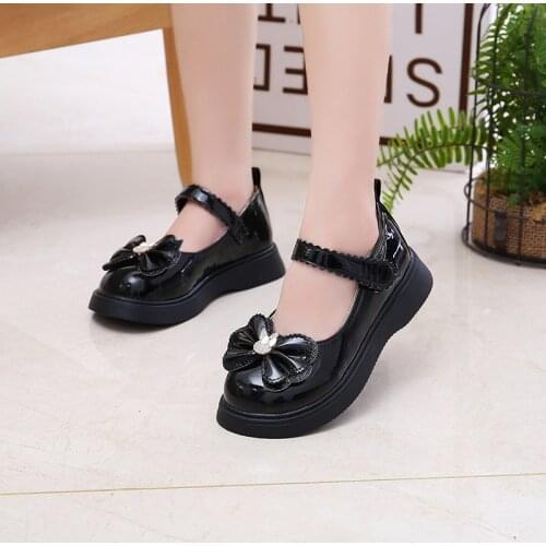 8 Princess Elegant School Shoes For Lights Girl Kid Dress Fashion Crystal Bow Flat ChildrenS Show Shoes Autumn Leather Sneakers