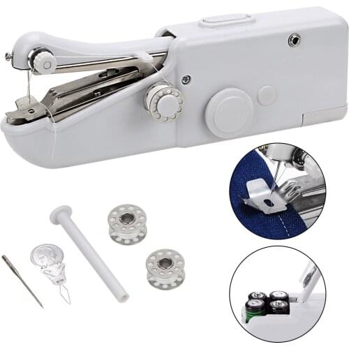 Mini Hand Sewing Machine Cordless Clothes Fabrics Electronic Sewing Machine Portable Household Quick Stitch Sew Needlework