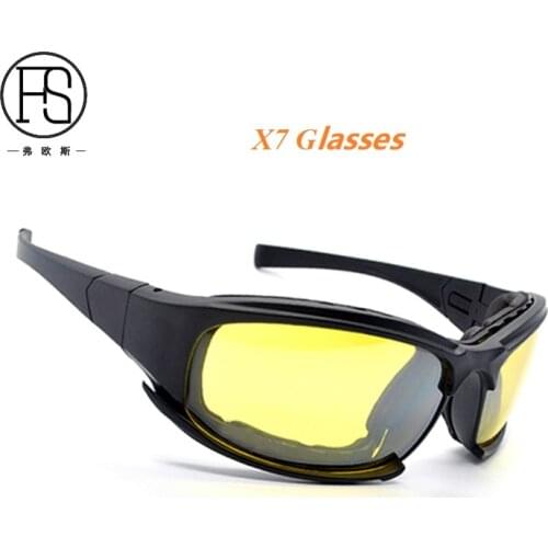 FS X7 Mountaineering Camping Protective Work Glasses Tactical Military Shooting Goggles Outdoor Sunglasses 4 Lenses
