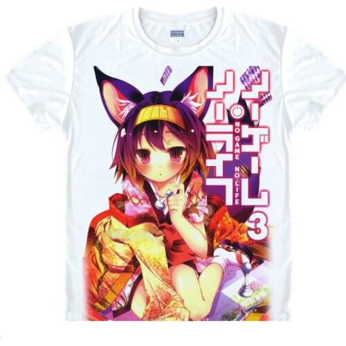 No Game No Life T-Shirt Jibril Shirt mens 3D print T-shirts Anime Tees Lovely cute Short Sleeve Mens Shirt anime cosplay kids A