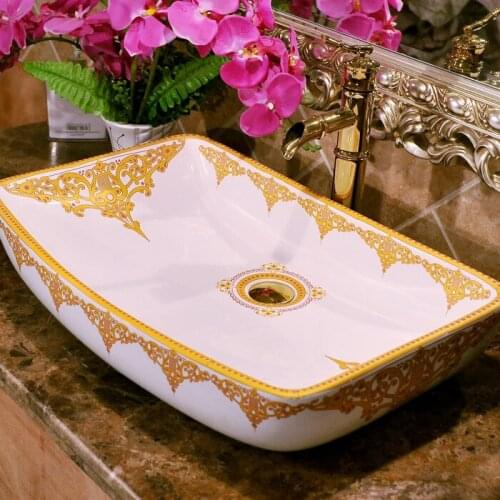 China Painting Kingfisher lotus Ceramic Painting Round washing basin counter top wash basin round bathroom sinks