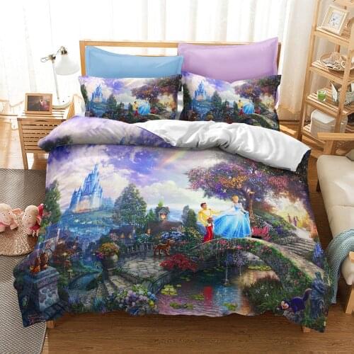 Disney Bedding Set Kids Childrens Room Animated Character 3D Cartoon Printed Quilt Washable Pillow Case Household Bed Supplies