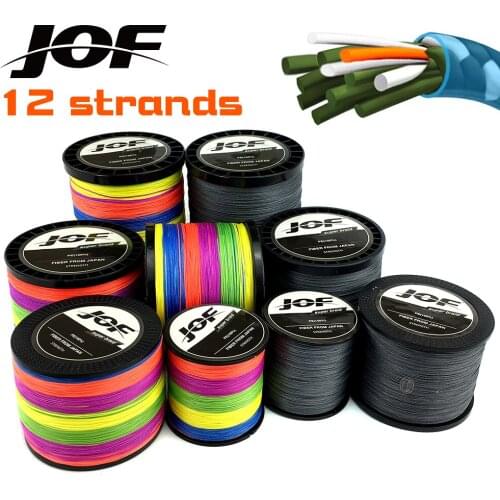 JOF 12 Strands Strong PE Fishing Line 300M 500M 1000M Strong Abrasion Resistance Multifilament Fishing Line Pesca