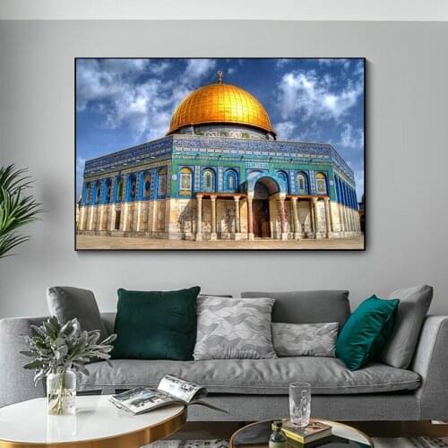 Masjid Al Aqsa and Dome of The Rock Canvas painting Realist Mosque Prints And Posters Muslim wall pictures for living room decor