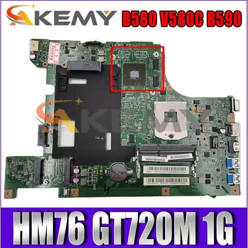 Akemy B590 B580 Motherboard For Lenovo B580 V580C B590 Laptop Motherboard PGA989 HM76 GT720M 1G DDR3 100% Test Work