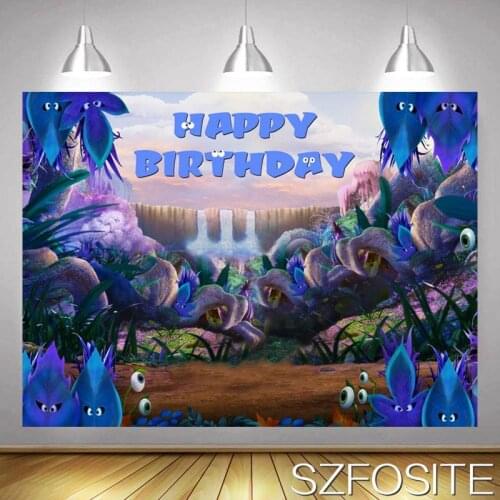 Mystic Forest Blue Eyes Tree Backdrop Boy Birthday Party Room Decoration Photography Photo Kids Custom Vinyl Cartoon Background