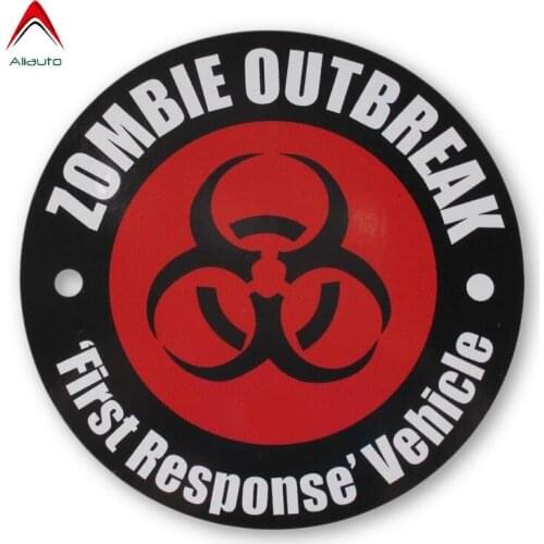 Aliauto Fashion Car Sticker Zombie Outbreak First Response Car-styling Retro-reflective Decal for Mercedes Honda Toyota,9cmx9cm