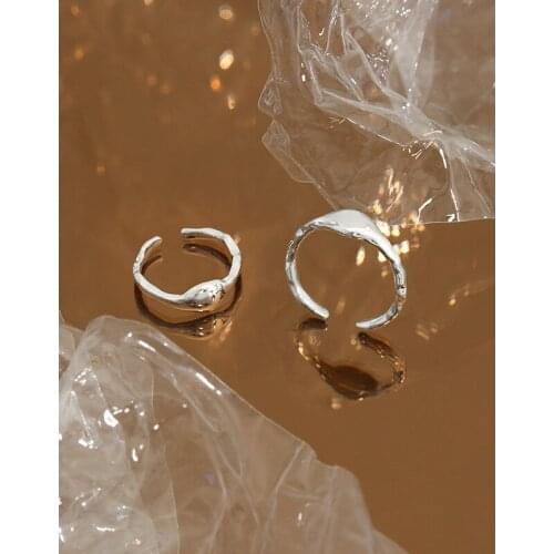 Real 925 Sterling Silver Geometric Glossy Joint Rings For Women Jewelry 2021, Simple Adjustable Finger Ring Woman Birthday Gifts