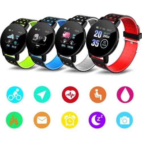 Brand New and High Quality 119Plus Smart Watch Heart Rate Blood Pressure Wristband Bluetooth Fitness Tracker Sports Pedometer