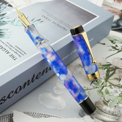 Jinhao 100 Centennial Resin Fountain Pen Blue-Purple EF/F/M/Bent Nib Golden Clip Converter Writing Business Office Gift Ink Pen