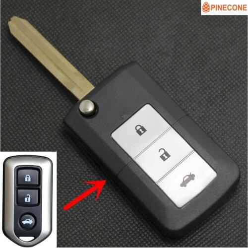PINECONE for TOYOTA CAMRY PRADO HIGHLANDER YARIS VIOS Key Car Key Case 3 Button Brass Blade Remote Car Key Shell 1 PC