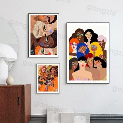 Modern Abstract Frameless Canvas Painting Personality Woman Color Graffiti Art Print Picture Home Decoration Poster On The Wall