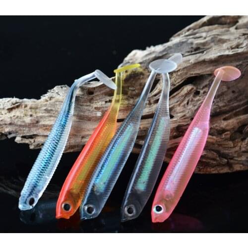 TOMA 8PCS/lot T Tail Pesca Soft Lure Fishing Bait 2.2g/7.5cm Fishing Worm Swimbaits Jig Head Fly Fishing Bait Fishing Lures