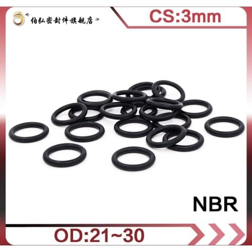 Nitrile Rubber O-Ring 20PCS/lot NBR Sealing CS 3mm OD21/22/23/24/25/26/27/28/29/30mm O-Ring Seal Gasket Ring