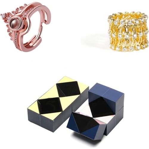 Wonderlife 2 in 1 magic ring jewelry and romantic couple ring projection ring with high-quality cube custom packaging