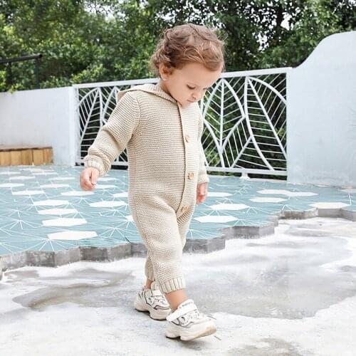 Knitted Baby Romper Toddler Jumpsuit for Baby Boys Girls Autumn warm Romper With Hooded Infant Outerwear Newborn Baby Clothes