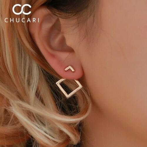 CHUCARI Creative Minimalist Geometric Stud Earrings for Women Fashion Simple Metal Square Funny Earring Female Jewelry Brincos