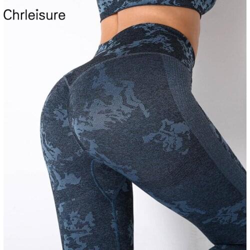 CHRLEISURE Sport Leggings Women Camouflage Print Seamless High Waist Fitness Push Up Gymwear Slim Quick-Drying Legging Femme