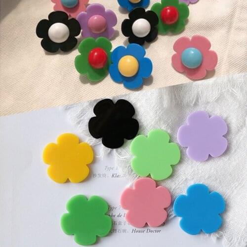 10 PCS 30mm Resin Acrylic Flowers Connectors Charm DIY Headwear Earring Accessories For Jewelry Making