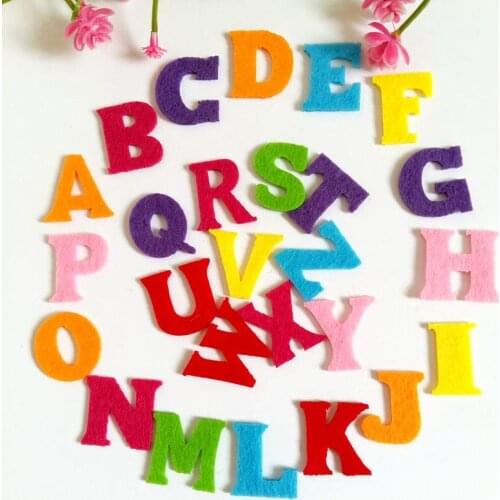 100PCS/lot Padded Random Mixed Color Alphabet Shape Felt Appliques for kids accessories /decoration / craft Sewing Supplies