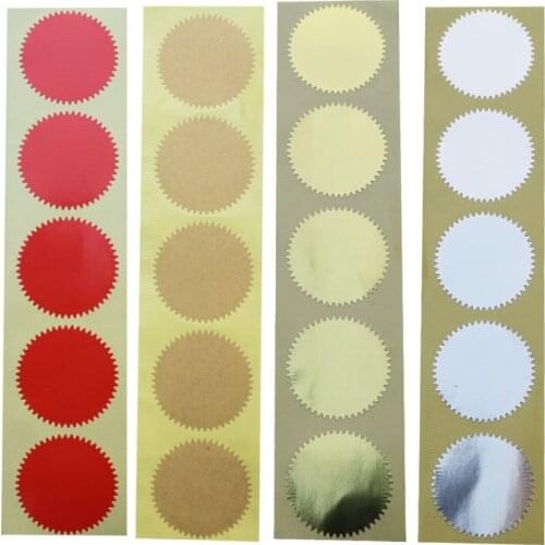 100Pcs/Pack Gold/Silver/Kraft/Red Round Stikcers With Gear edge 45MM blank label stickers circle