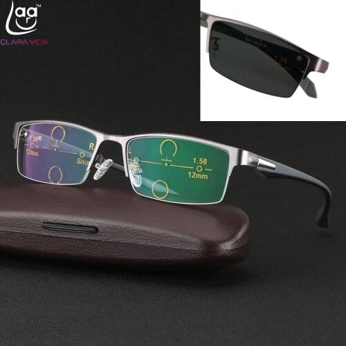 2019 Leesbril Clara Vida = Ultralight Al-mg Frame Tr90 Legs Progressive Multifocal Reading Glasses Bifocal +1 +1.5 To +3.25