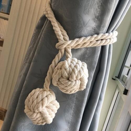 4 Colors 2Pcs Tieback Curtain Clip Tiebacks for Curtains Cotton Thread Curtain Rope Tiebacks Home Accessories Decorative