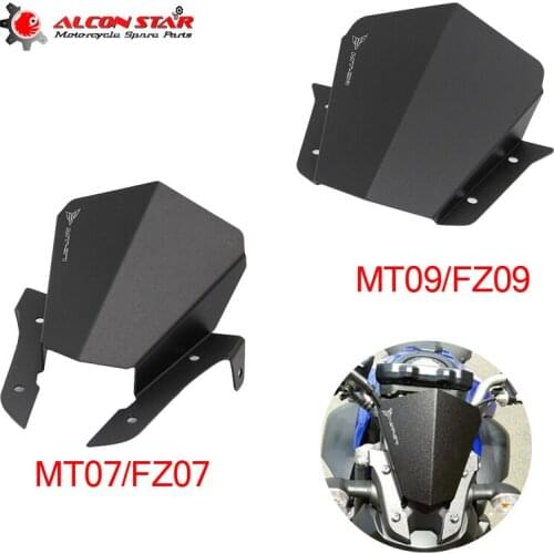 Alconstar- CNC Aluminum Motorcycle Motorbike Windshield Windscreen For Yamaha MT07 FZ07 2013-2017 MT09 FZ09 2014-2016 Black