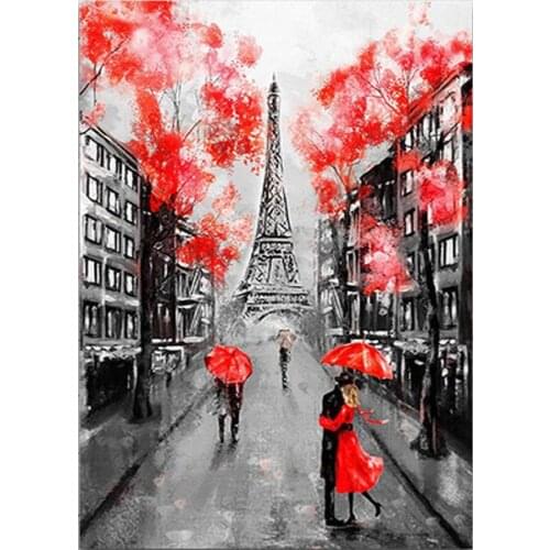 5D DIY diamond painting Cross stitch lovers tower Full Square Round Drill mosaic embroidery art home Decoration AA2056
