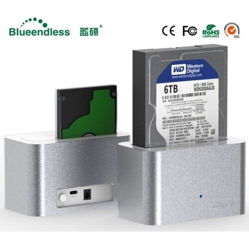 Aluminum Hdd Dock Box 3.5" Sata to Usb Type-C 3.0 Metal Reading 1-6TB Hdd Sata External Hdd Enclosure 1 Bay Hdd Docking Station